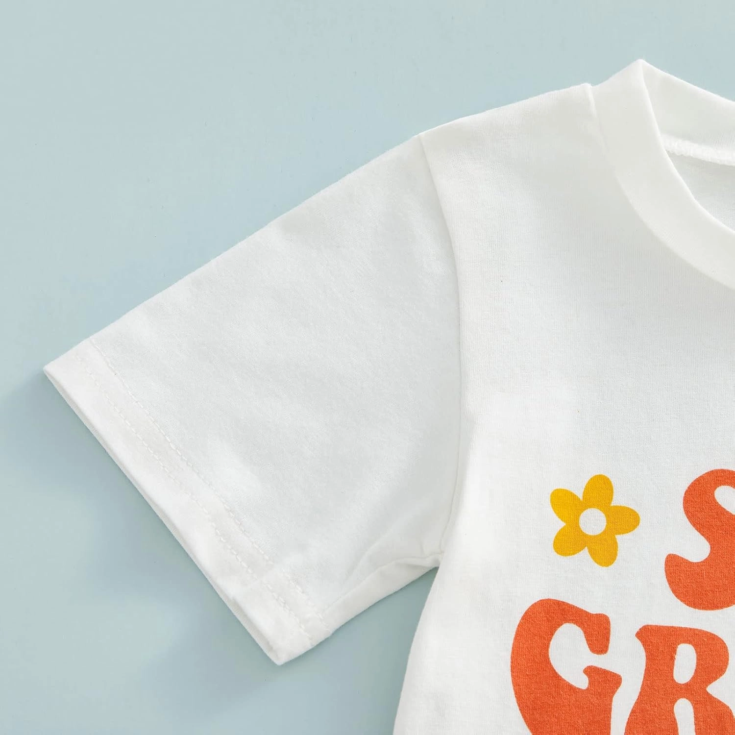 Infant Baby Girl Casual Summer Clothes Two Groovy Party Decorations Toddler Letter Print T-Shirt Flower Bell Bottom