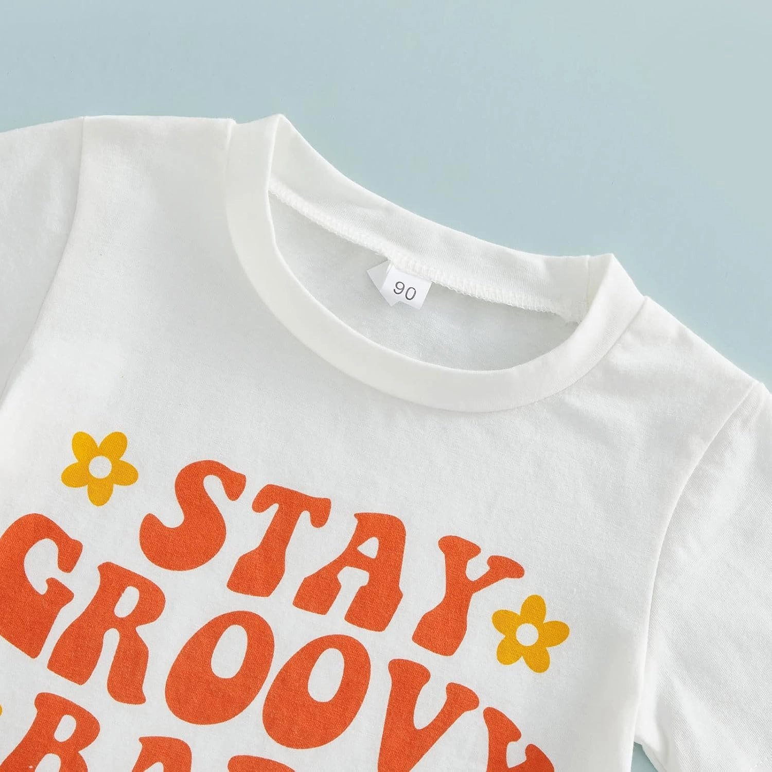 Infant Baby Girl Casual Summer Clothes Two Groovy Party Decorations Toddler Letter Print T-Shirt Flower Bell Bottom