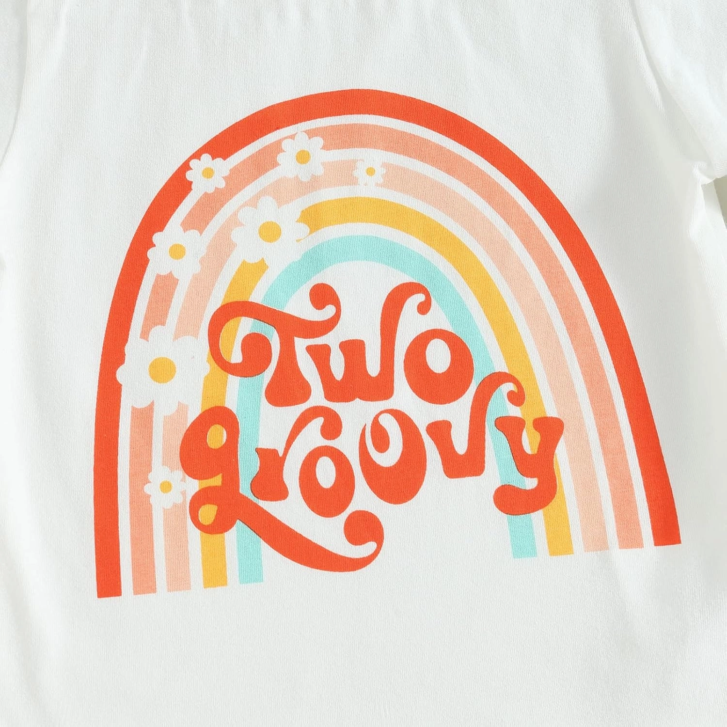Infant Baby Girl Casual Summer Clothes Two Groovy Party Decorations Toddler Letter Print T-Shirt Flower Bell Bottom