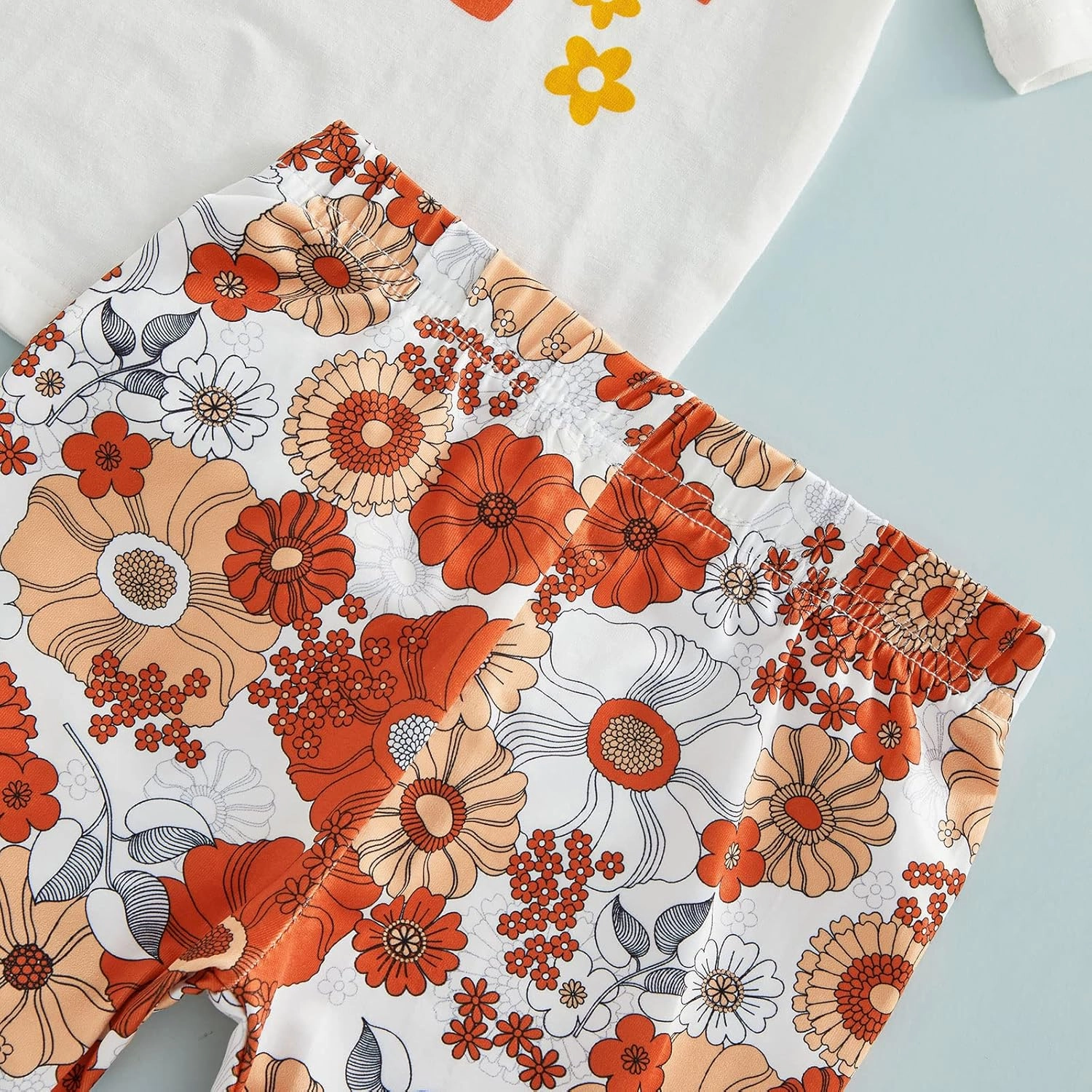 Infant Baby Girl Casual Summer Clothes Two Groovy Party Decorations Toddler Letter Print T-Shirt Flower Bell Bottom