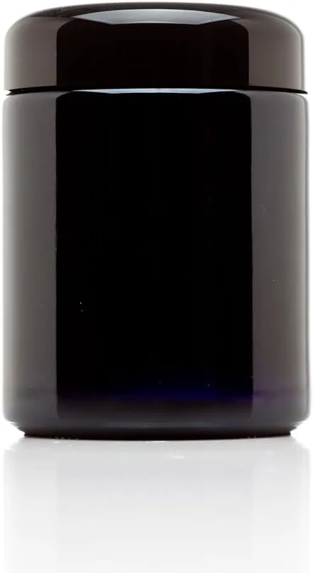 Infinity Jars Classic Black Glass Jar 250 ml (8.3 fl oz) Ultraviolet Airtight Smell Proof Refillable Container Screw top Jar for Long term storage Coffee, Spices, Dried Goods Jar for Kitchen 3 Pack