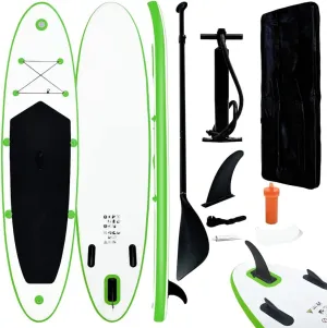 Inflatable Stand Up Paddle Board Set for Water Adventure, Lightweight and Easy to Carry, Lakes, Rivers, and Surfing, Green and White