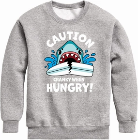 Instant Message - Shark Biting Surf Board - Toddler & Youth Crewneck Fleece Sweatshirt
