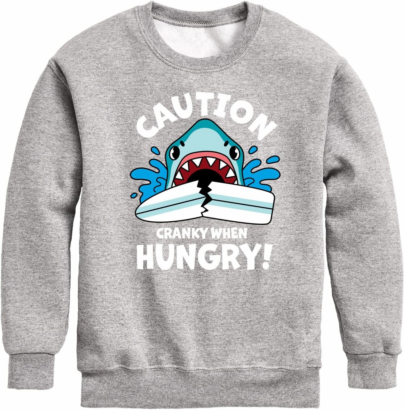 Instant Message - Shark Biting Surf Board - Toddler & Youth Crewneck Fleece Sweatshirt