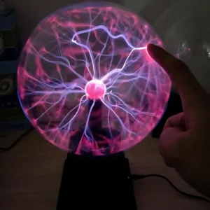 Interactive Plasma Ball, Modern Touch & Voice Controlled, Purple & Red Glow, Decorative Indoor Plasma Lamp, USB Powered, 1 Pack