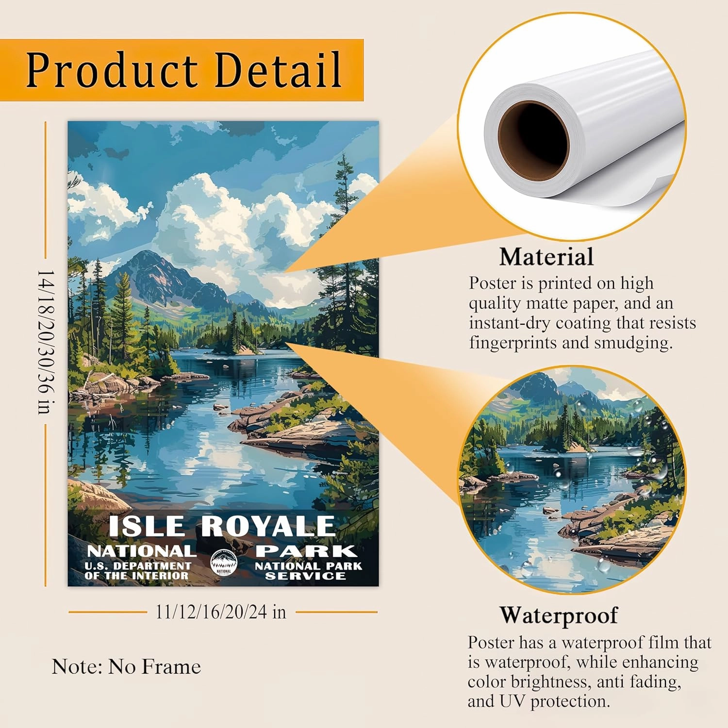 Isle Royale National Park Poster - Wall Art Print for Living Room, Home Decor - Travel Poster (UNFRAMED)