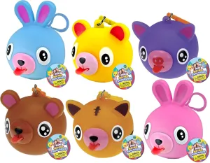JA-RU Animal Squeeze Ball w/ Keychain 2.5" (6 Squishy Balls) Squeaky Ball with Squeaky Sound & Tongue Out Small Animal Toys for Kids. Anxiety Relief Stress Ball Autism Toys. Party Favors. 4344-6s