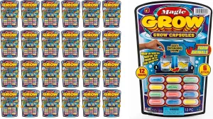 JA-RU Magic Grow Capsules for Kids - Water Growing Toys (24 Pack, 12 Capsules Each) Expanding Sea Creatures, Dinosaurs, Farm Animals Foam Bath Toys. Bulk Science Party Favors 305-24p