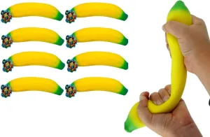 JA-RU Stretchy Banana Toy (8 Fidget Toy Pack) Slow Rising Squishy Banana for Kids. Sand Filled Stress Toy. Fake Banana Gag Gift. Bulk Fruit Party Favors & Stocking Stuffers. 3340-8p