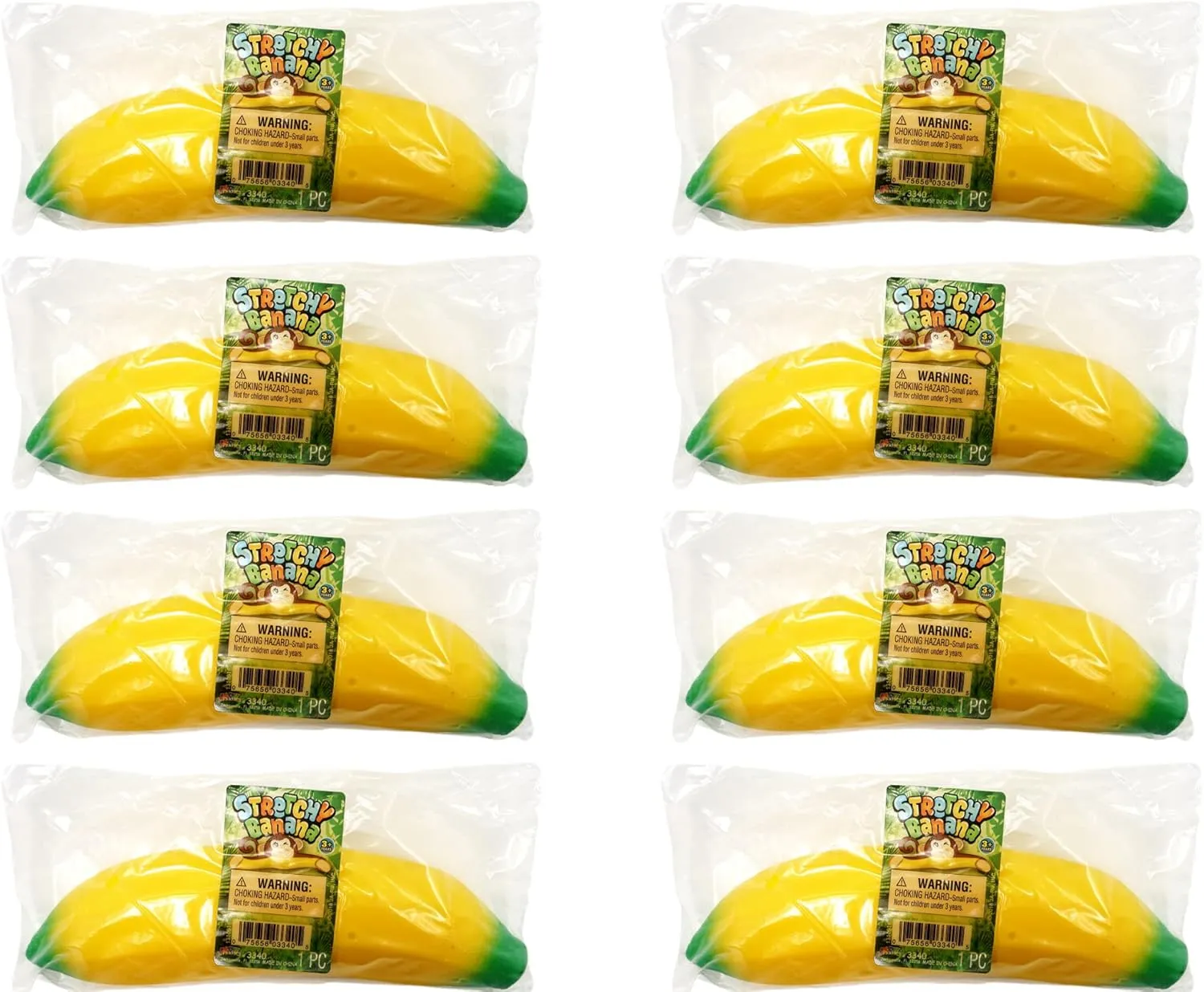 JA-RU Stretchy Banana Toy (8 Fidget Toy Pack) Slow Rising Squishy Banana for Kids. Sand Filled Stress Toy. Fake Banana Gag Gift. Bulk Fruit Party Favors & Stocking Stuffers. 3340-8p