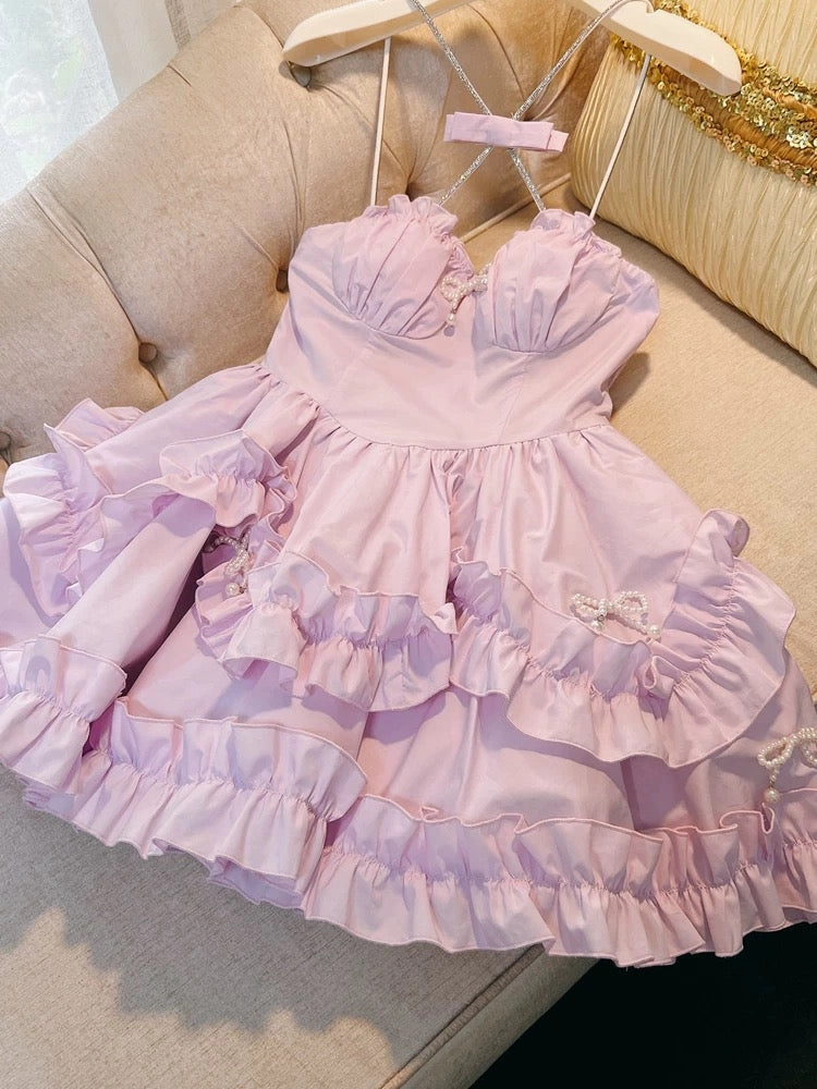 JazzHer Cute Ball Gown Spaghetti Straps Pink Short Homecoming Dresses th Birthday Outfit (PRE-ORDER)