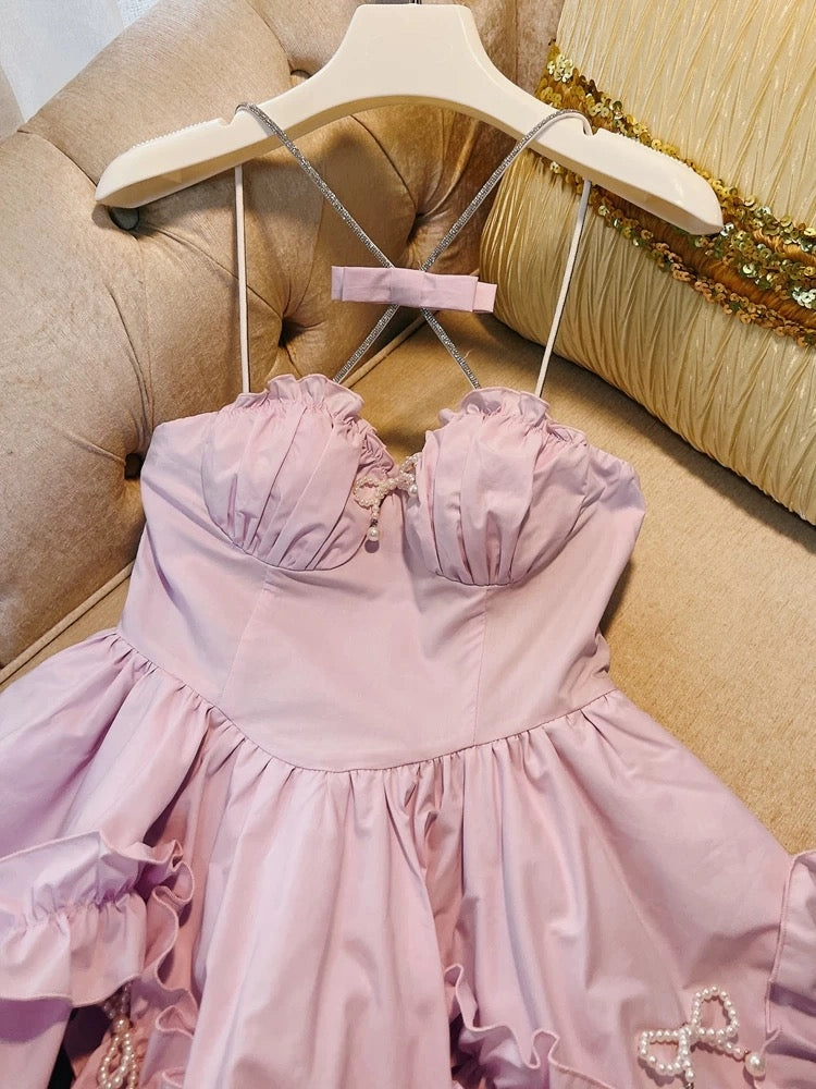 JazzHer Cute Ball Gown Spaghetti Straps Pink Short Homecoming Dresses th Birthday Outfit (PRE-ORDER)