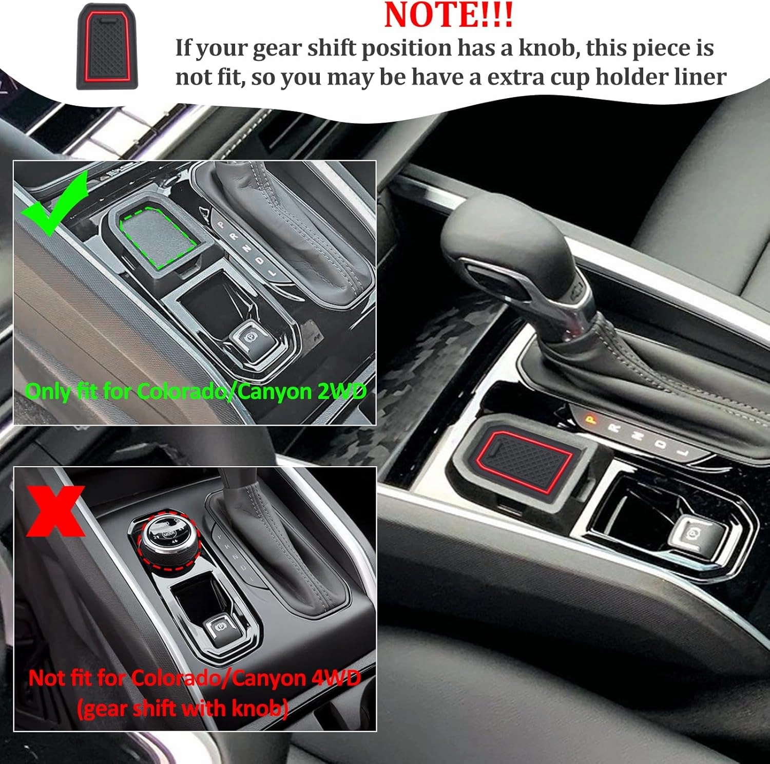 JDMCAR Custom Liner Accessories Compatible with 2023 2024 2025 Chevy Colorado/GMC Canyon, Premium Cup Holder, Center Console, and Door Pocket Inserts Mat Kit-17 PCS Set (Crew Cab, Red Trim)