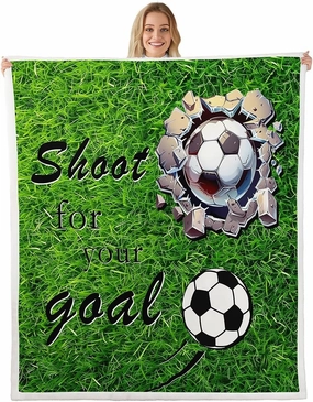 jejeloiu Football Fleece Throw Blanket Baby 30"x40" Kids Soccer Ball Game Sherpa Blanket Plush Fuzzy for Bed Couch Chair Living Room, American Football Player Bed Blanket Comfort Grassland Room Decor