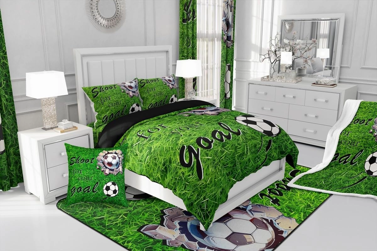 jejeloiu Football Fleece Throw Blanket Baby 30"x40" Kids Soccer Ball Game Sherpa Blanket Plush Fuzzy for Bed Couch Chair Living Room, American Football Player Bed Blanket Comfort Grassland Room Decor