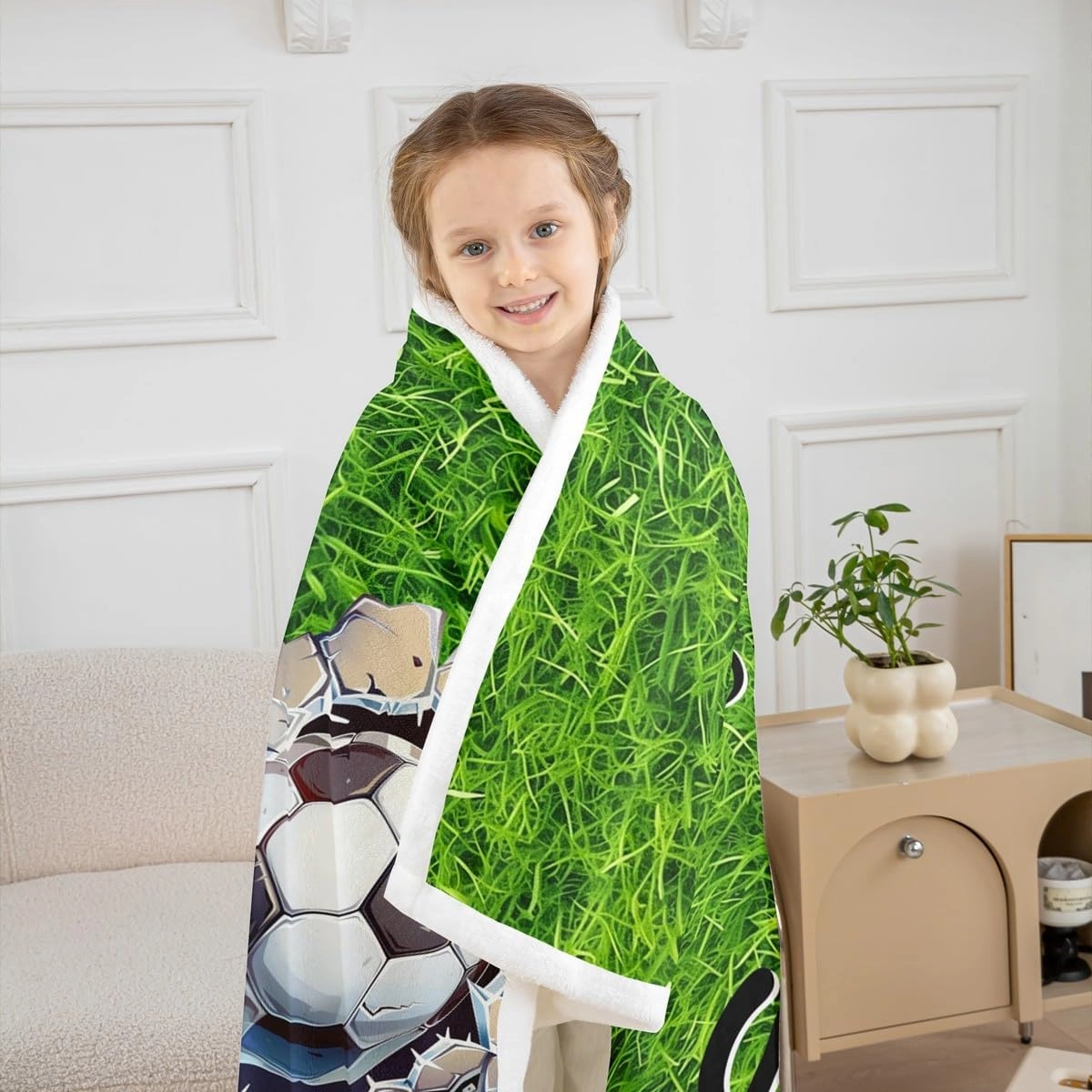 jejeloiu Football Fleece Throw Blanket Baby 30"x40" Kids Soccer Ball Game Sherpa Blanket Plush Fuzzy for Bed Couch Chair Living Room, American Football Player Bed Blanket Comfort Grassland Room Decor
