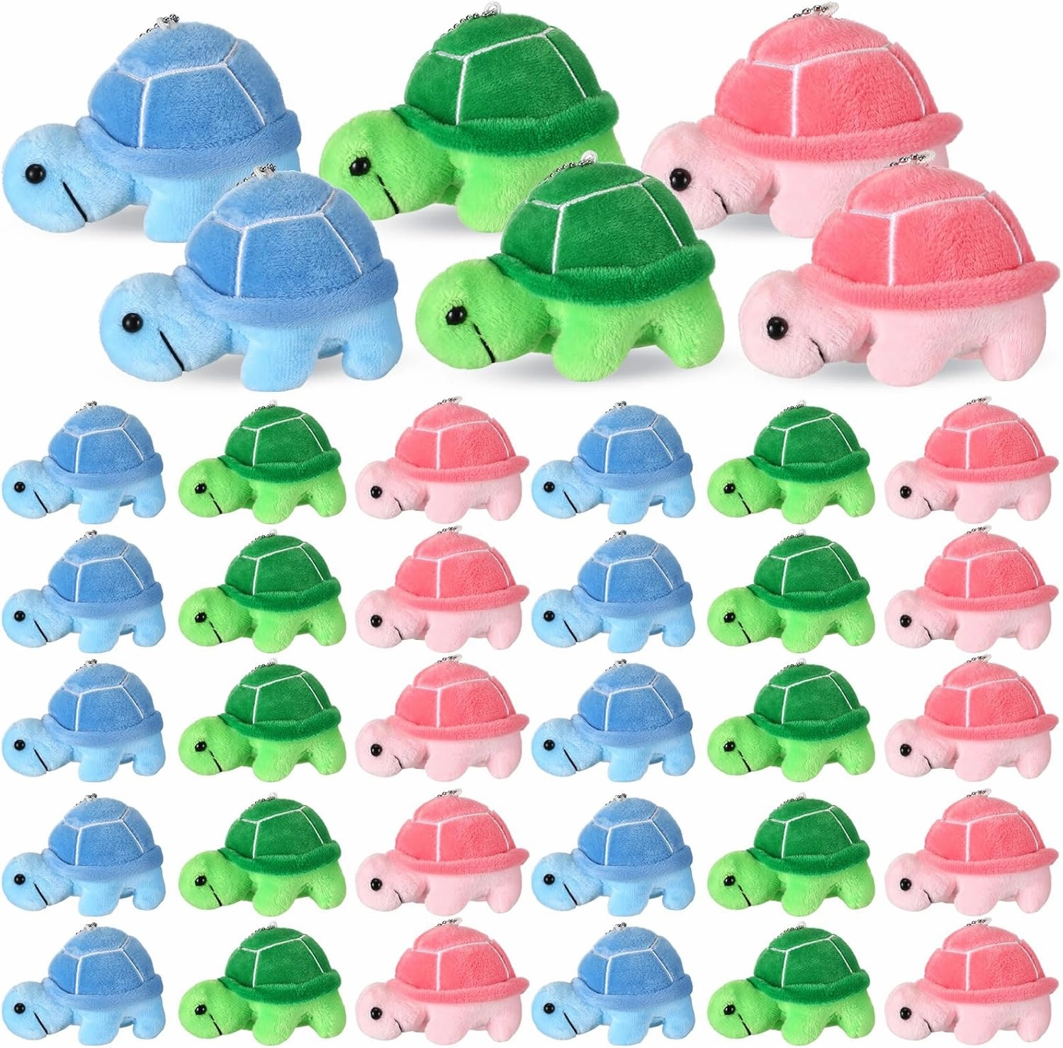 Jenaai 36 Pieces Mini Turtle Stuffed Toy Small Turtle Animal Plush Toys Soft Cute Turtle Stuffed Animal Sea Animal Toys for Birthday Party Ocean Sea Theme Party Supplies, 3 Colors, 2.76 x 3.74 Inch