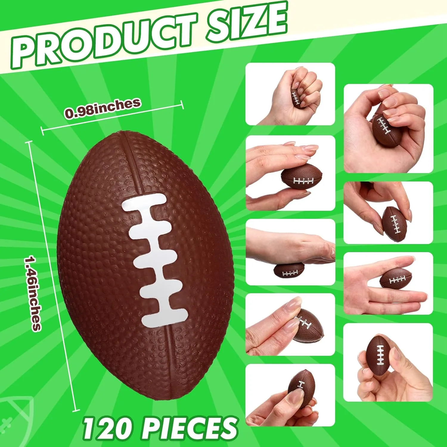 Jerify 120 Packs Mini Football Stress Ball 1.46 Inch Sports Foam Footballs Mini Ball for Adults Small Foam Relief Balls Party Favors for Carnival Reward(Dark Brown)