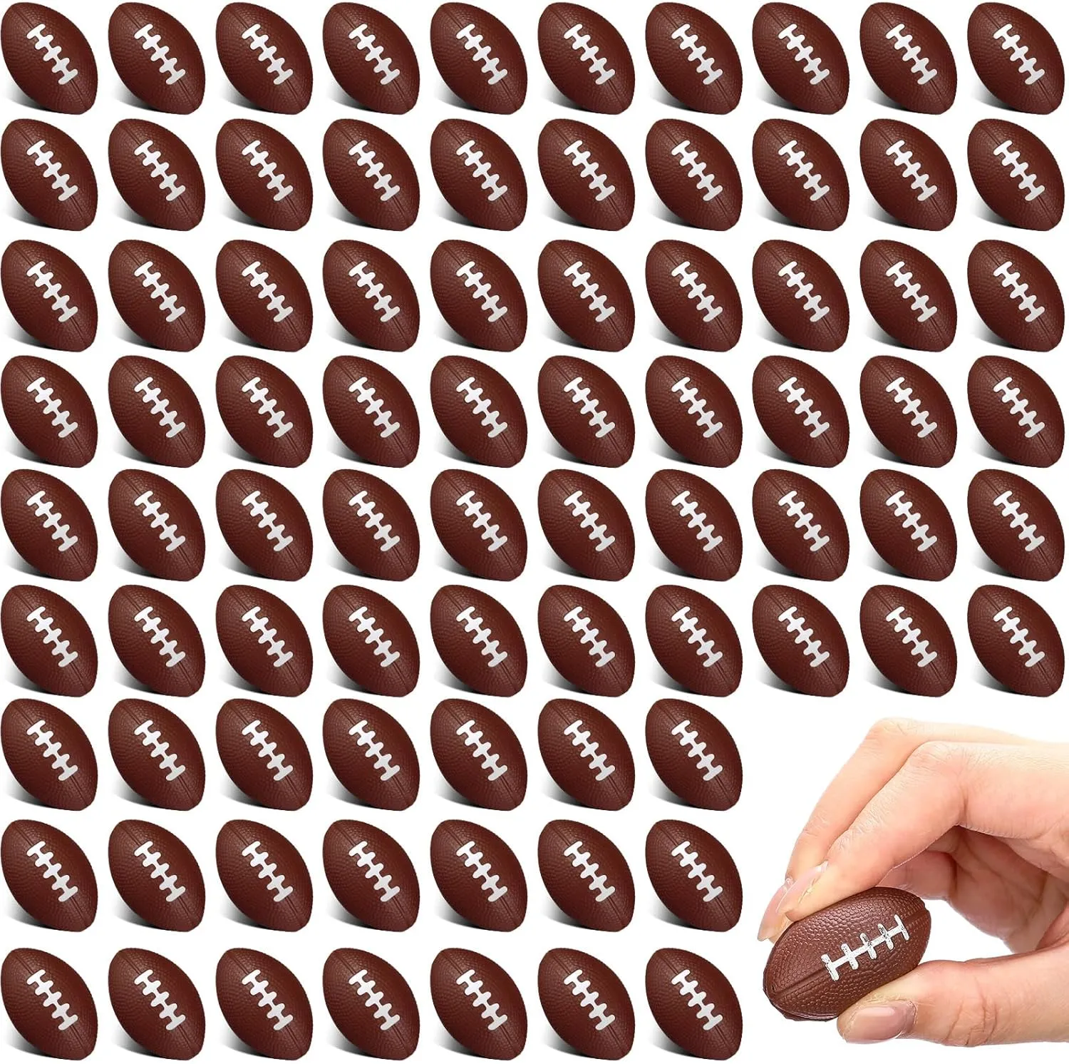 Jerify 120 Packs Mini Football Stress Ball 1.46 Inch Sports Foam Footballs Mini Ball for Adults Small Foam Relief Balls Party Favors for Carnival Reward(Dark Brown)