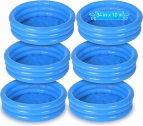 Jerify 6 Pack Kiddie Pool for Toddler 34 x 10 Inch Inflatable Kids Swimming Pool Small Baby Blow up 3 Rings Round Baby Padding Ball Pond for Indoor and Outdoor Water Game Play Center(Lively Style)