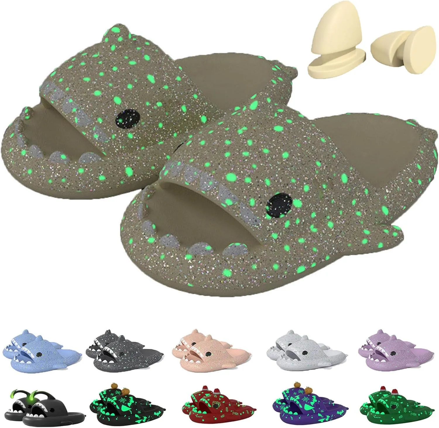 Jfxgjuv Sharklas Polares Sharky Chanclas Originales Angler Fish Slides Glow in The Dark Cloud Shark Slides Thick Sole Non Slip Open Toe Shark Slippers for Women Men