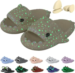 Jfxgjuv Sharklas Polares Sharky Chanclas Originales Angler Fish Slides Glow in The Dark Cloud Shark Slides Thick Sole Non Slip Open Toe Shark Slippers for Women Men