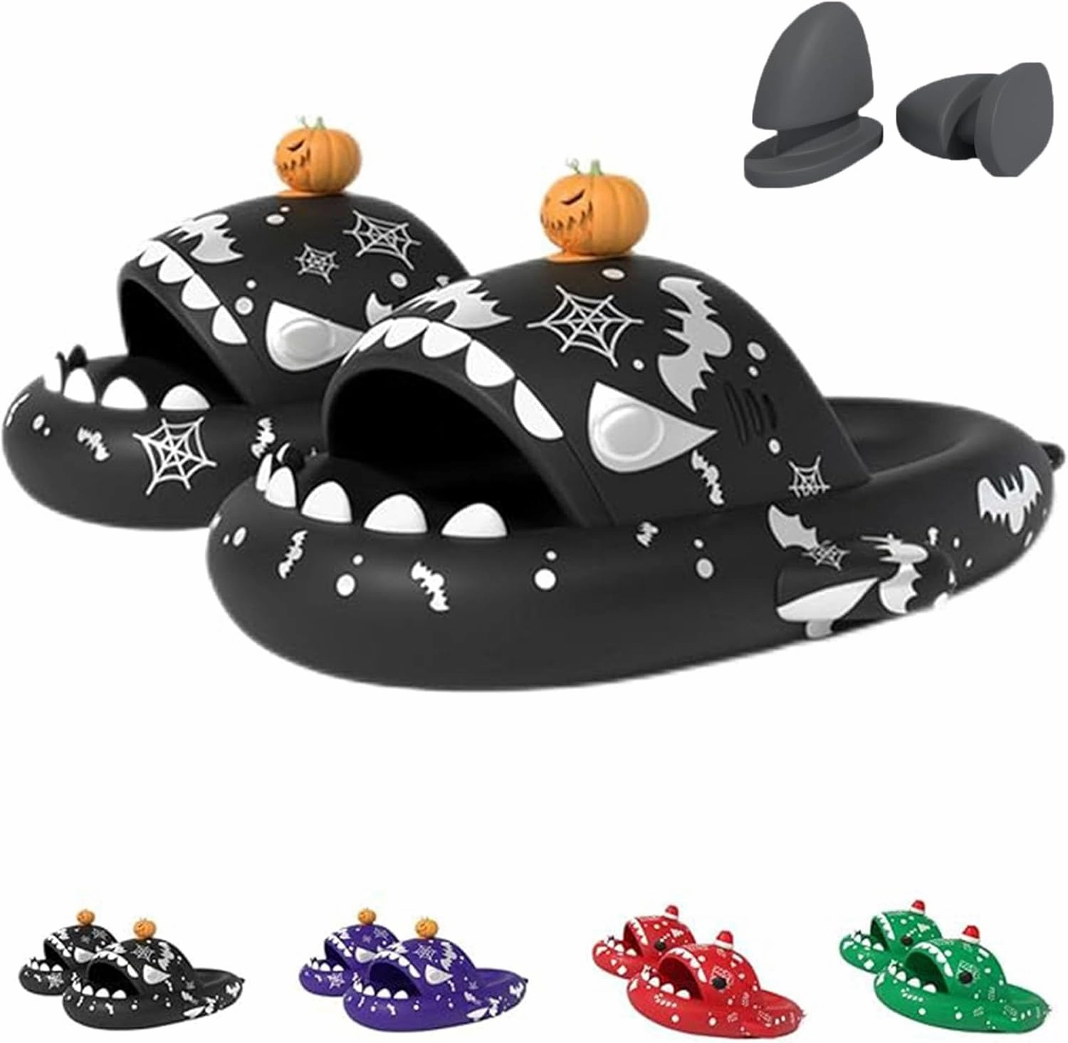Jfxgjuv Halloween Luminous Shark Slippers, Christmas Luminous Shark Slippers, Spooky Shark Slides Glow in The Dark for Men Women