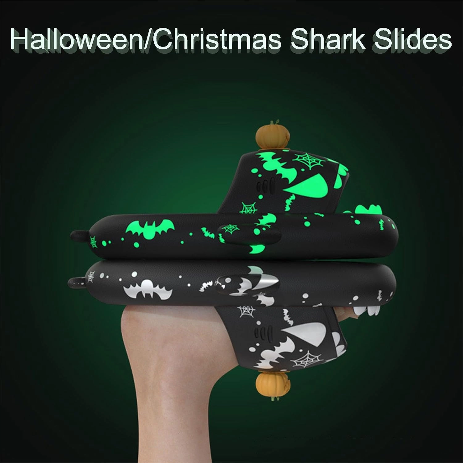 Jfxgjuv Halloween Luminous Shark Slippers, Christmas Luminous Shark Slippers, Spooky Shark Slides Glow in The Dark for Men Women