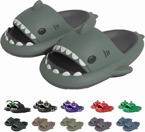 Jfxgjuv Halloween Luminous Shark Slippers, Spooky Shark Slides Glow in The Dark Halloween Shark Slides Christmas Shark Slides Santa Shark Slides Glow in The Dark for Men Women