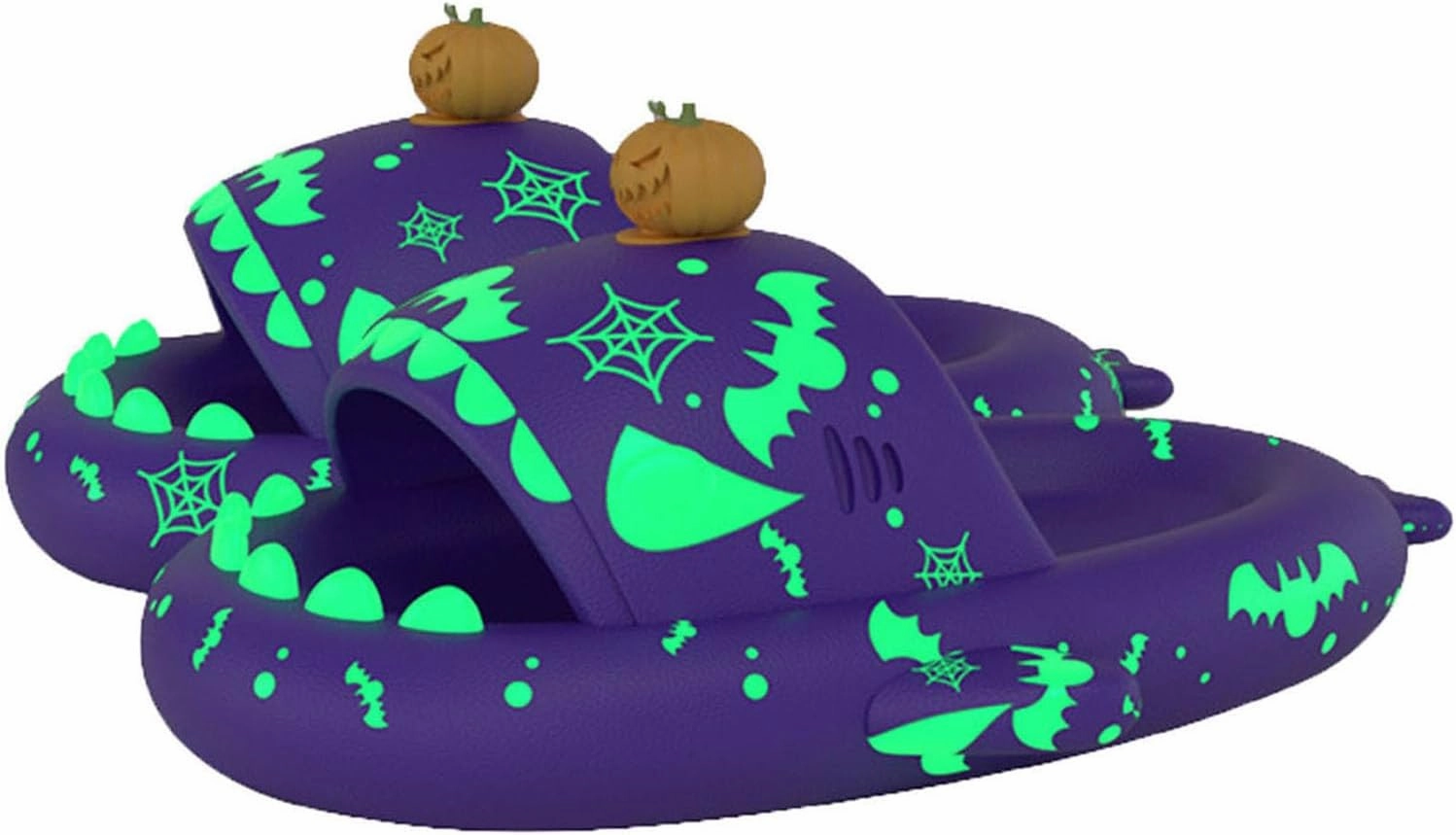 Jfxgjuv Luminous Christmas Shark Slippers - Glow in the Dark, Spooky 3D Cartoon Open Toe Slides