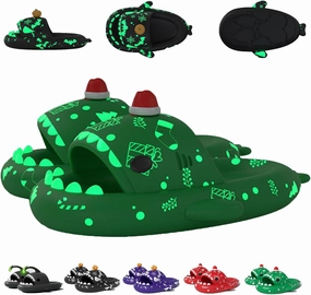 Jfxgjuv Luminous Shark Slippers Spooky Shark Slides Glow in The Dark Shark Cloud Slides Glow in The Dark 3D Cartoon Halloween Christmas Shark Slides for Women Men