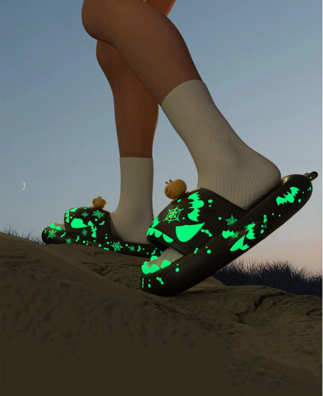 Jfxgjuv Luminous Shark Slippers Spooky Shark Slides Glow in The Dark Shark Cloud Slides Glow in The Dark 3D Cartoon Halloween Christmas Shark Slides for Women Men