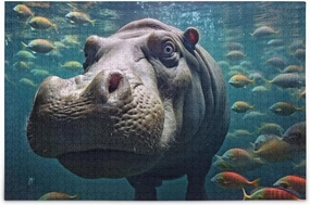 Jigsaw Puzzles for Adults or Kids 500 Piece,Cute Hippo Intellectual Decompression Fun Family Puzzles Game for Christmas Holiday Toy Gift