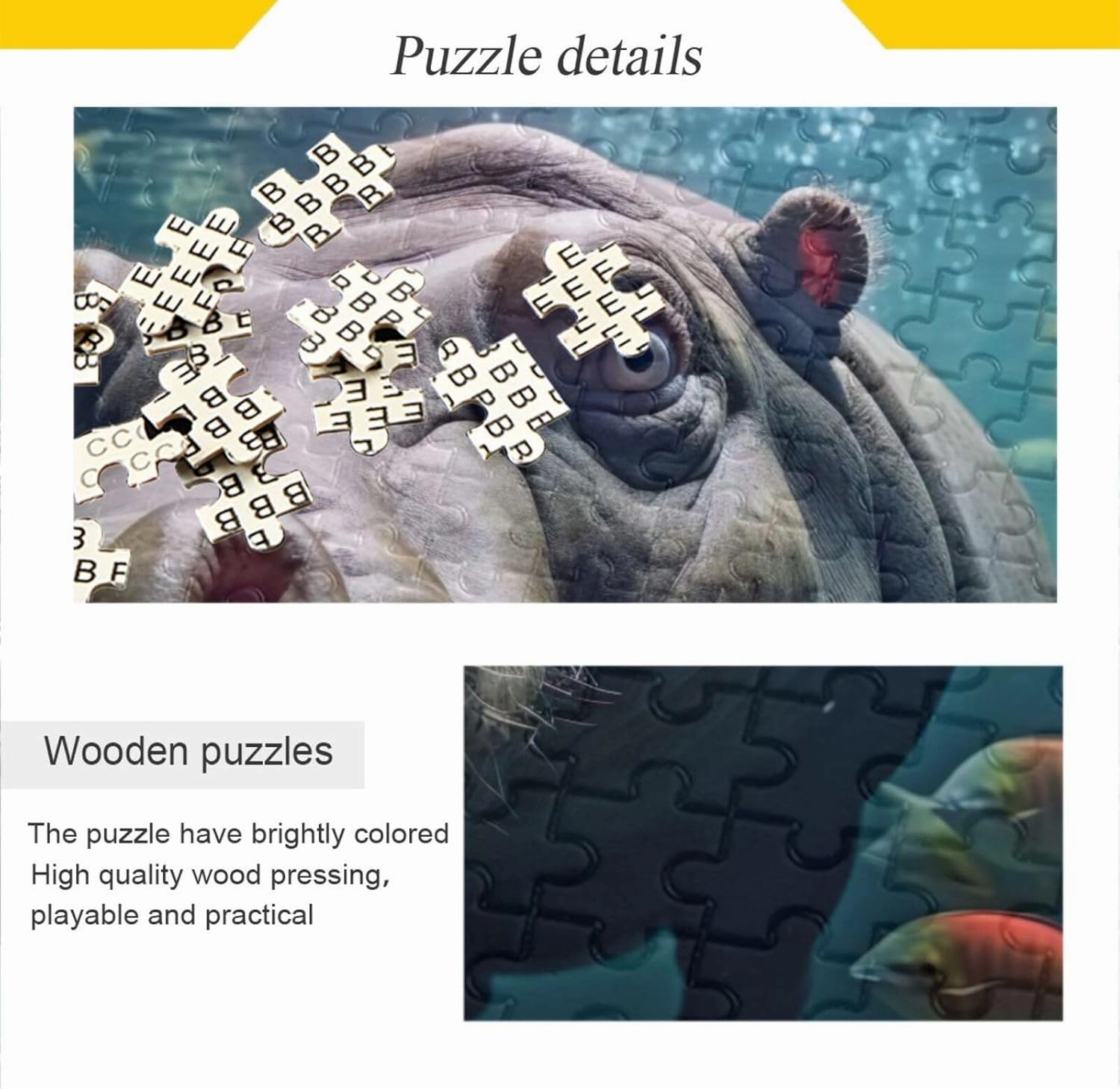 Jigsaw Puzzles for Adults or Kids 500 Piece,Cute Hippo Intellectual Decompression Fun Family Puzzles Game for Christmas Holiday Toy Gift
