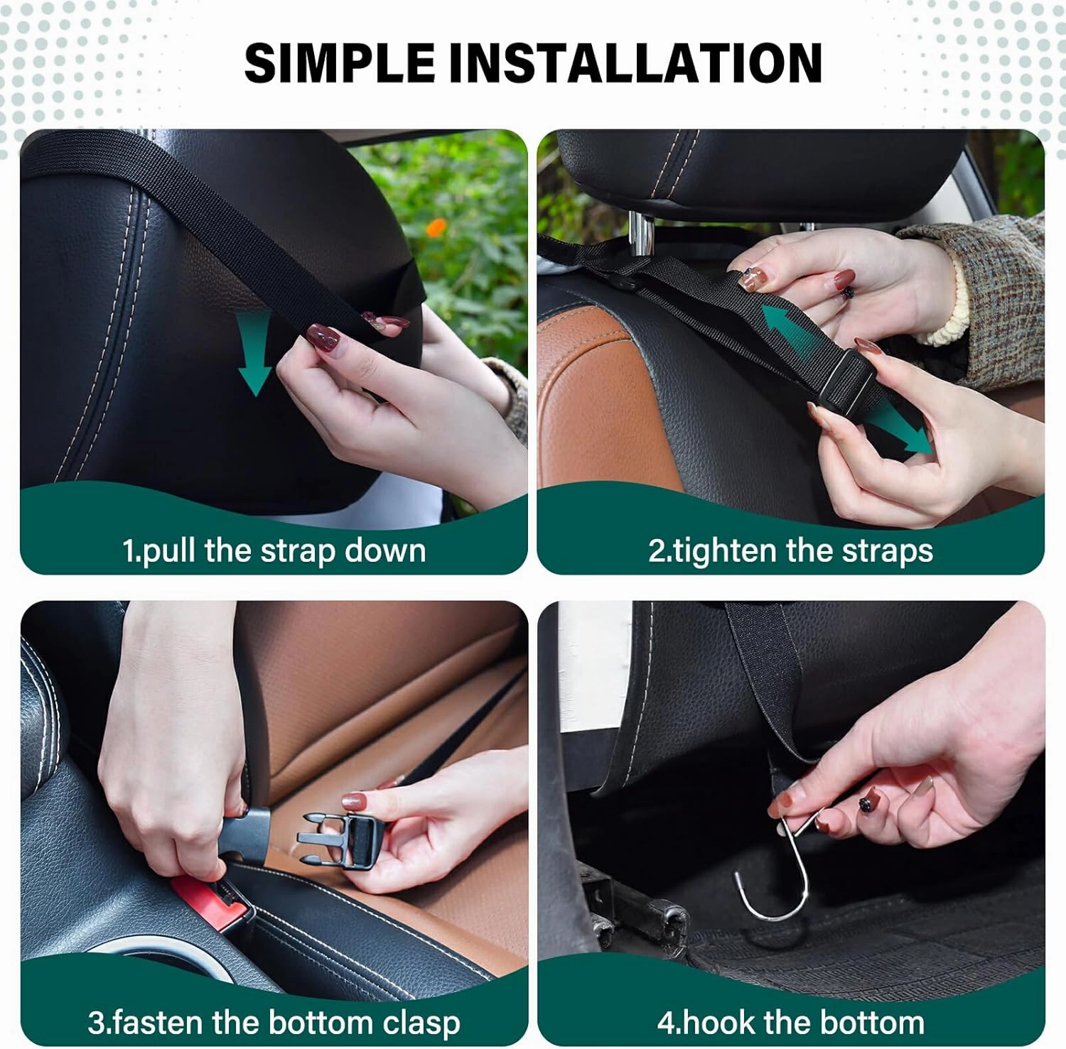 JIPONI Car Backseat Organizer, Sun Leopard Automotive Back Seat Protector, Kick Mats with Storage Pockets for Kids Pets, Road Trip Accessories