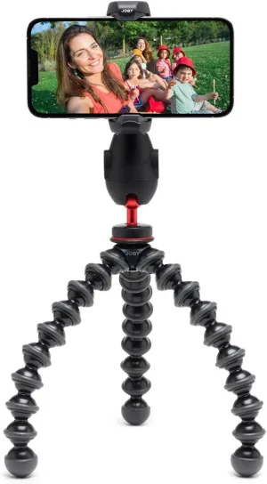 JOBY GripTight PRO 3 GorillaPod, Phone Clamp Compatible with iPhone and Android, GorillaPod 1K Included, Flexible Legs, Smartphone Clamp with 2 Cold Shoes, 360° Rotation, Black