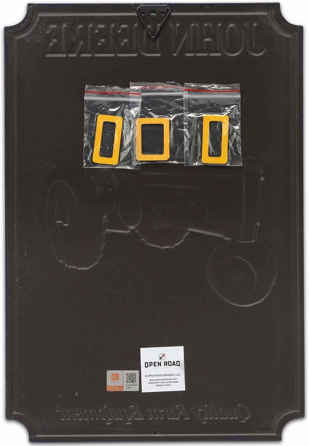 John Deere Calendar - Vintage Embossed Metal John Deere Sign with Magnets for Office, Kitchen or Man Cave Green