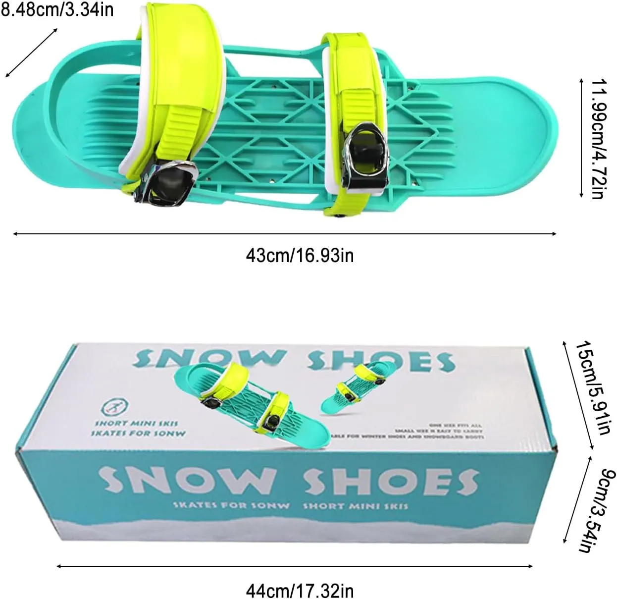 JOJOCY Mini Ski Skate, Adjustable Short Ski Skates Fits Sizes 5-14 Snowskates Snowblades Skiboards Winter Snow-Skiing Equipment Winter, Christmas, Cooling, First Snow Gifts (Gift Box)