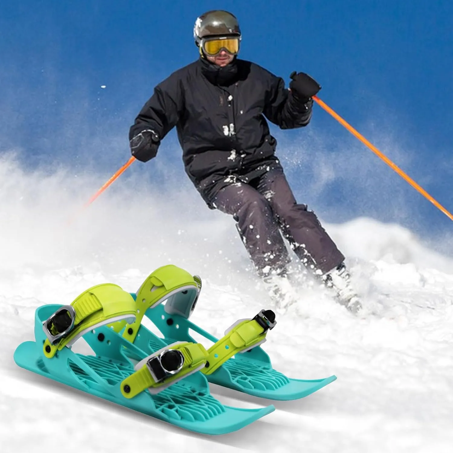 JOJOCY Mini Ski Skate, Adjustable Short Ski Skates Fits Sizes 5-14 Snowskates Snowblades Skiboards Winter Snow-Skiing Equipment Winter, Christmas, Cooling, First Snow Gifts (Gift Box)