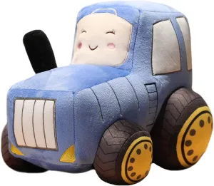 JOSON Cartoon car Plush Toy Simulation Farm Tractor Stuffed Plush Pillow for Boys Girls Day (Blue)