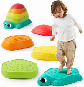 JOYIN 5 Pcs Turtle Balance Stepping Stones, Kids Turtle Path Jumping Stones, Toddler Obstacle Course Coordination Game Toys Indoor or Outdoor Play for Kids Aged 3 