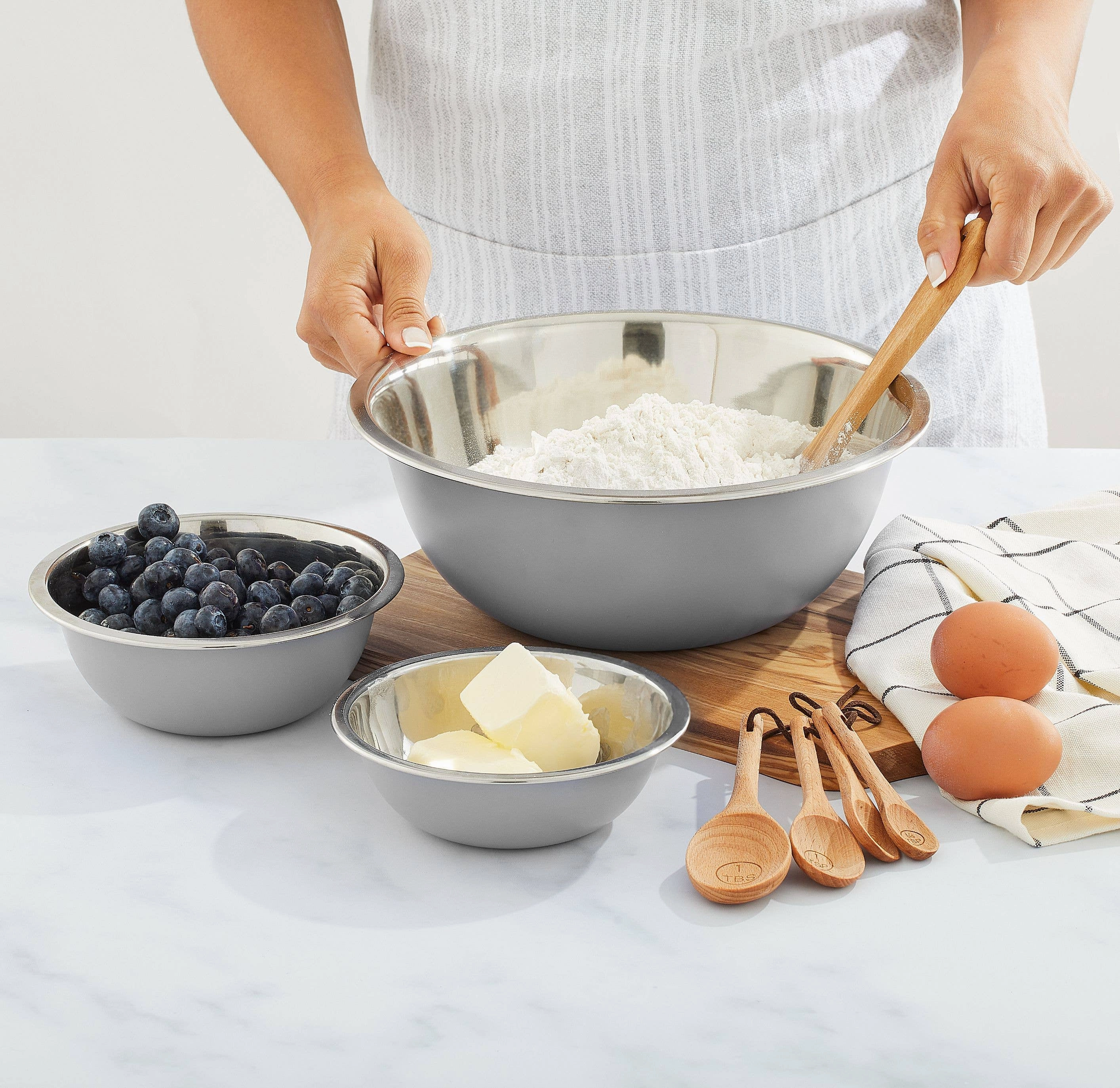JoyJolt - Stainless Steel Kitchen Mixing Bowls Set - 6 Pieces