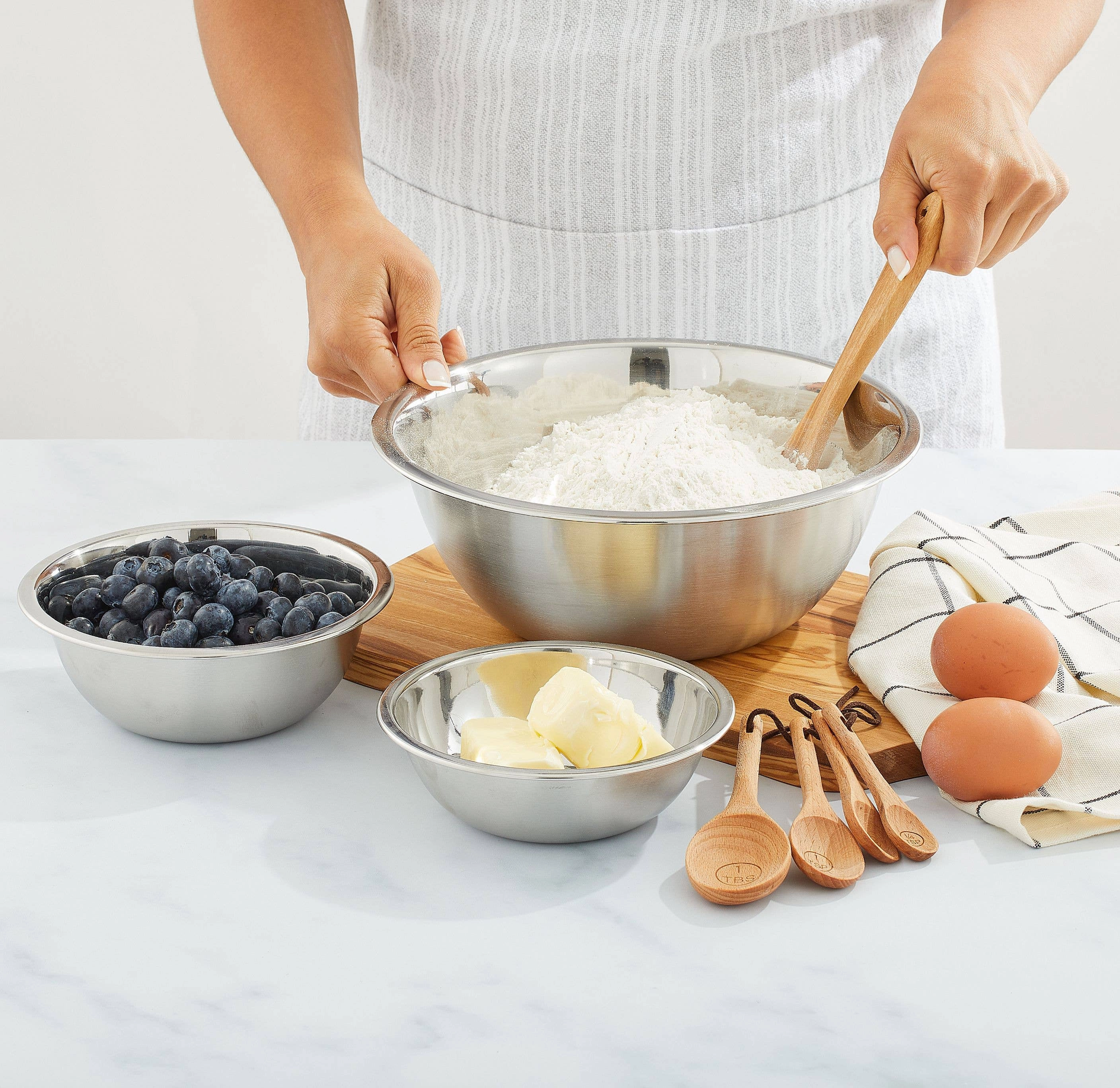 JoyJolt - Stainless Steel Kitchen Mixing Bowls Set - 6 Pieces