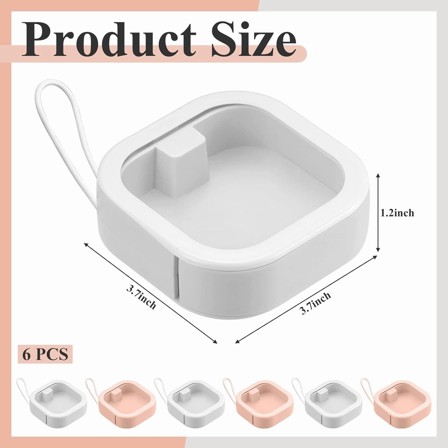 Kathfly 6 Pcs Hair Tie Container Dispenser Organizer Hair Tie Holder Travel Portable Bobby Pin Holder Cotton Swabs Dispenser Women Bathroom Storage Accessory(Pink, White)