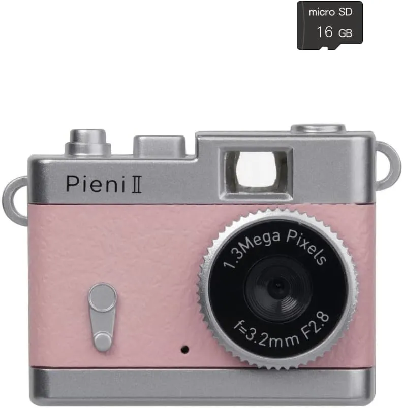 Kenko DSC-PIENI II Ultra Small Toy Digital Camera 16GB Micro SD Card Set, Peach