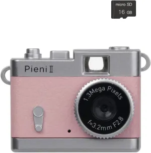 Kenko DSC-PIENI II Ultra Small Toy Digital Camera 16GB Micro SD Card Set, Peach