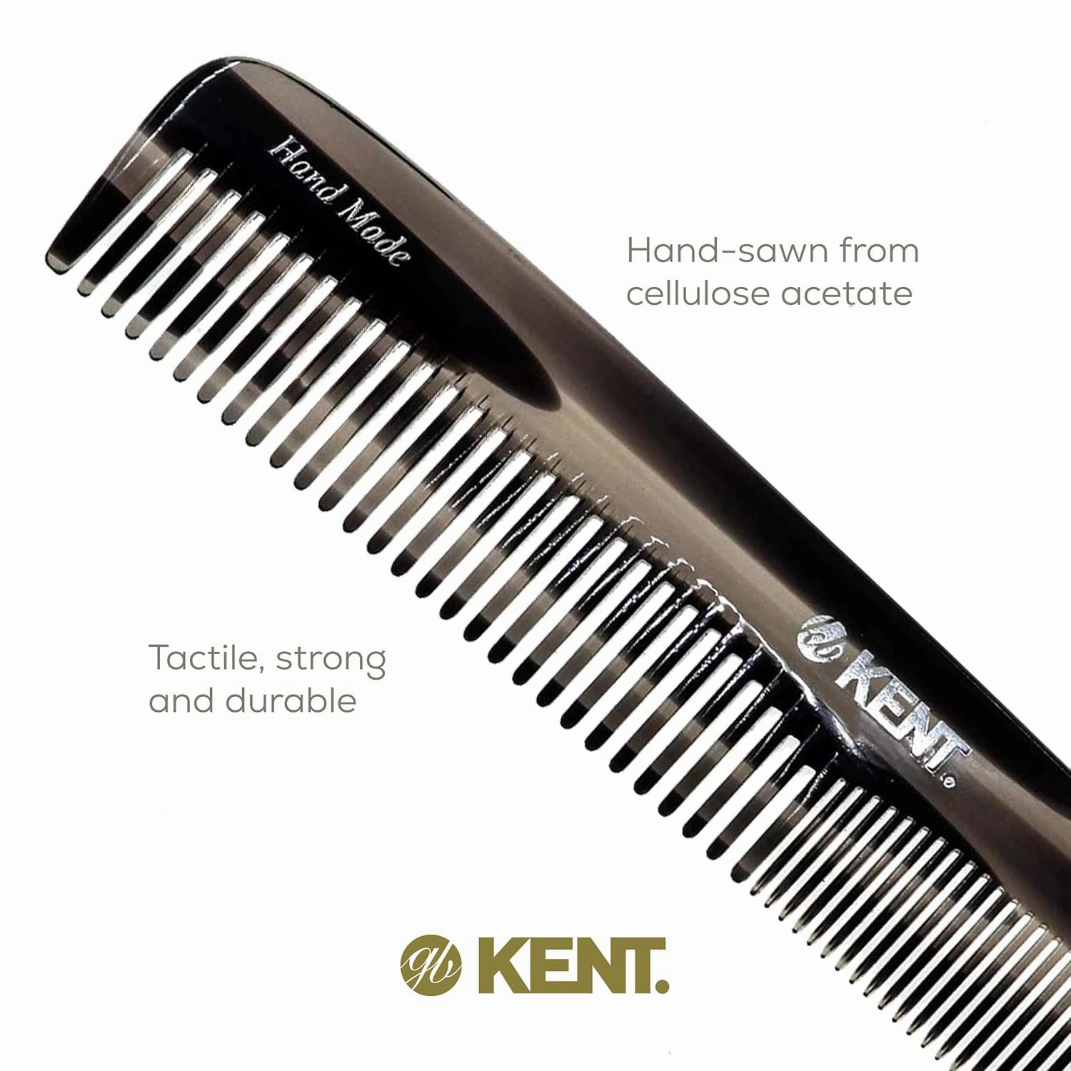 Kent 9T Graphite Fine Tooth and Wide Tooth Detangler Hair Combs - Large Handmade and Saw-Cut Dressing Comb - Wet Hair Comb for Women and Durable Grooming Comb for Men Made in England