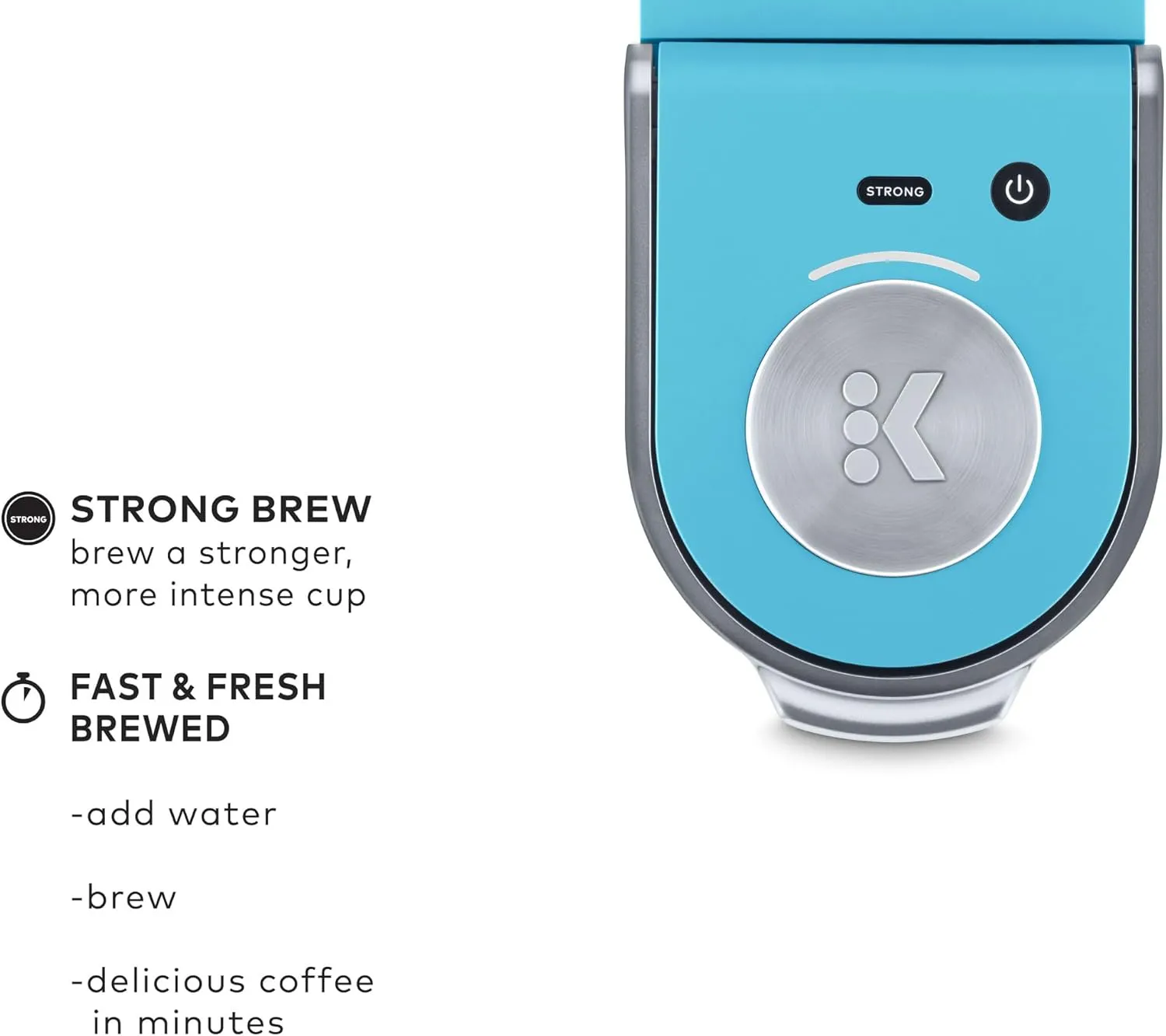 Keurig K-Mini Plus Single Serve K-Cup Pod Coffee Maker, with 6 to 12oz Brew Size, Stores up to 9 K-Cup Pods, Travel Mug Friendly, 1500 watts, Cool Aqua