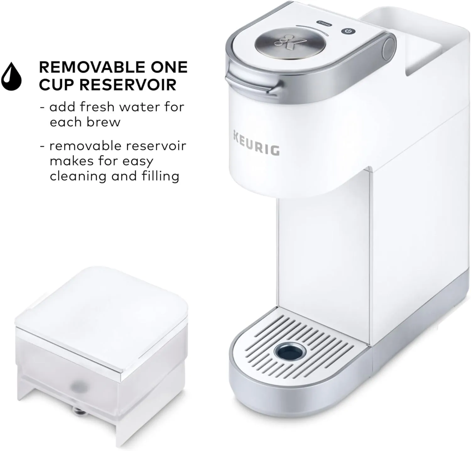 Keurig K-Mini Plus Single Serve K-Cup Pod Coffee Maker, with 6 to 12oz Brew Size, Stores up to 9 K-Cup Pods, Travel Mug Friendly, Matte White