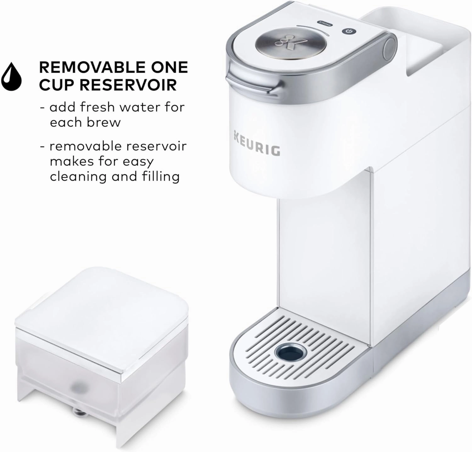Keurig K-Mini Plus Single Serve K-Cup Pod Coffee Maker, with 6 to 12oz Brew Size, Stores up to 9 K-Cup Pods, Travel Mug Friendly, Matte White